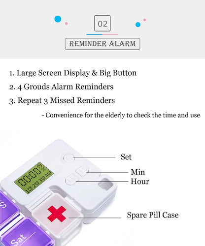 MediTime Pastillero con Alarma 7 compartimentos