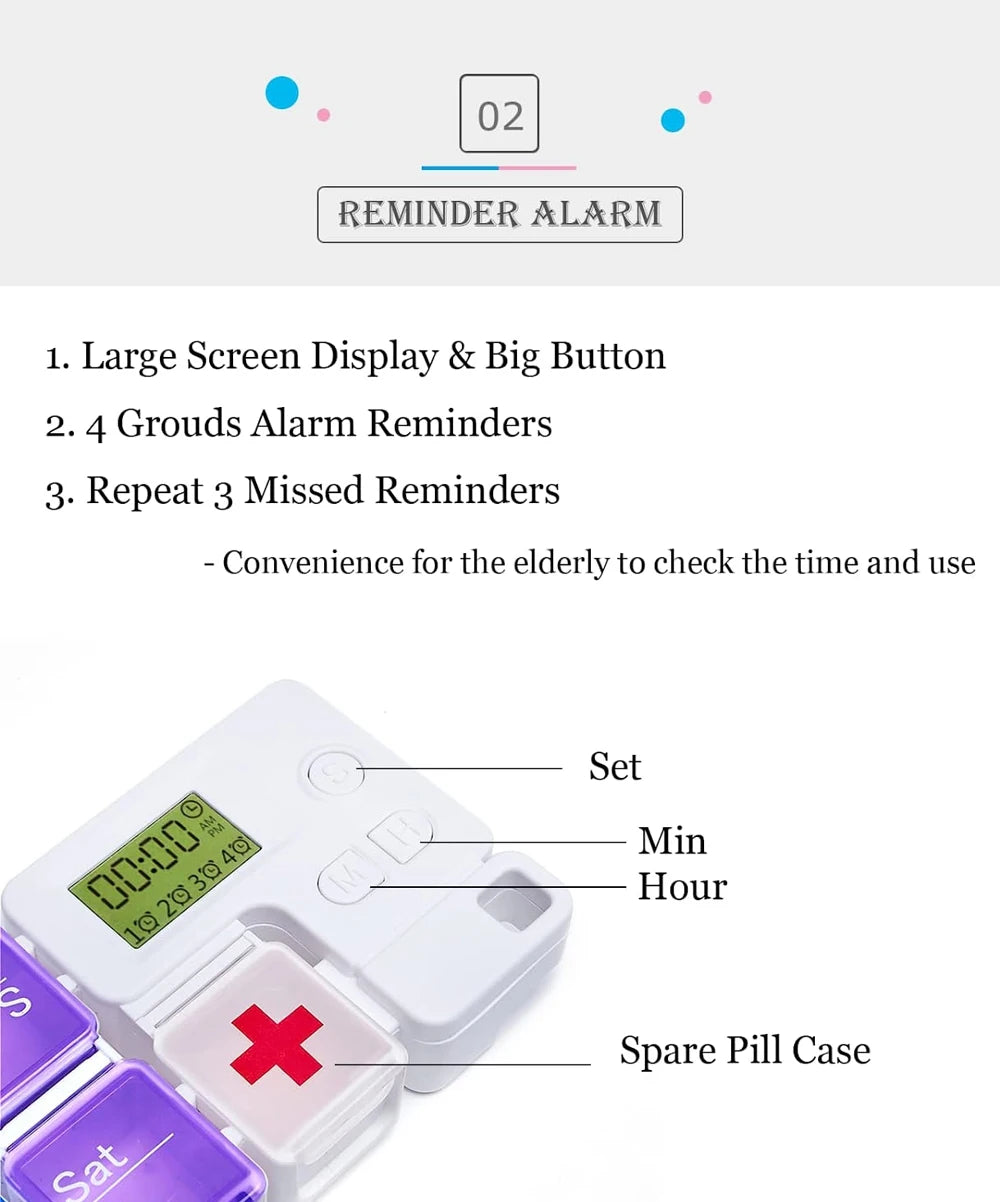 MediTime Pastillero con Alarma 14 compartimentos